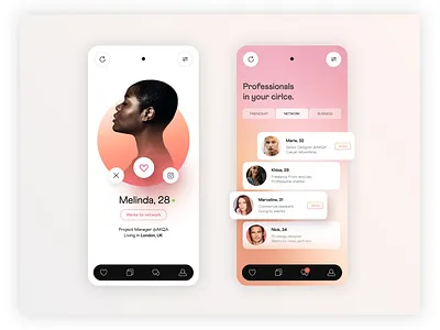 Networking App UI app branding clean ui design geometic gradient minimal networking product product design simple design social media socialmedia typography ui ui ux ui design user interface userinterface ux