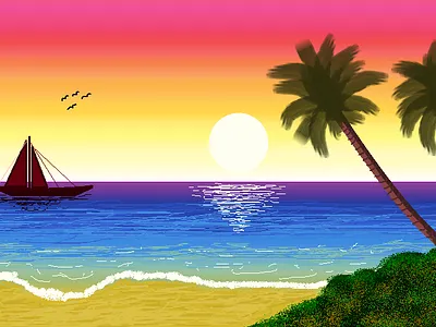 sunset on the beach art artwork beach design digitalart nature paintings