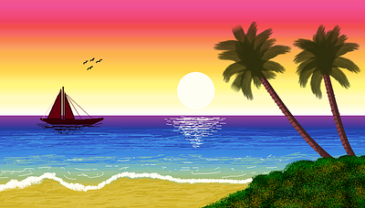 sunset on the beach art artwork beach design digitalart nature paintings