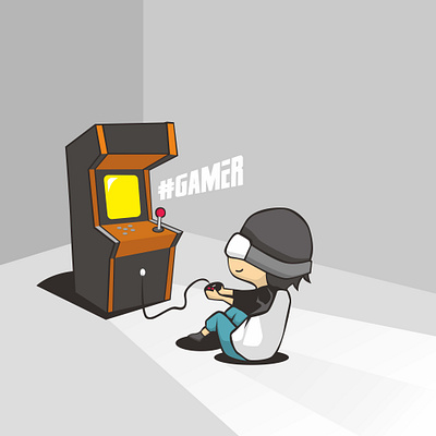 Gamer is playing ding dong illustration vector 3d abstract blue business cartoon character computer concept cyborg doctor human illustration isolated people person render robot technology white work