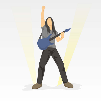Rock Guitaris character vector beautiful beauty body business businesswoman happy isolated one people person portrait smile smiling standing student success suit white woman young