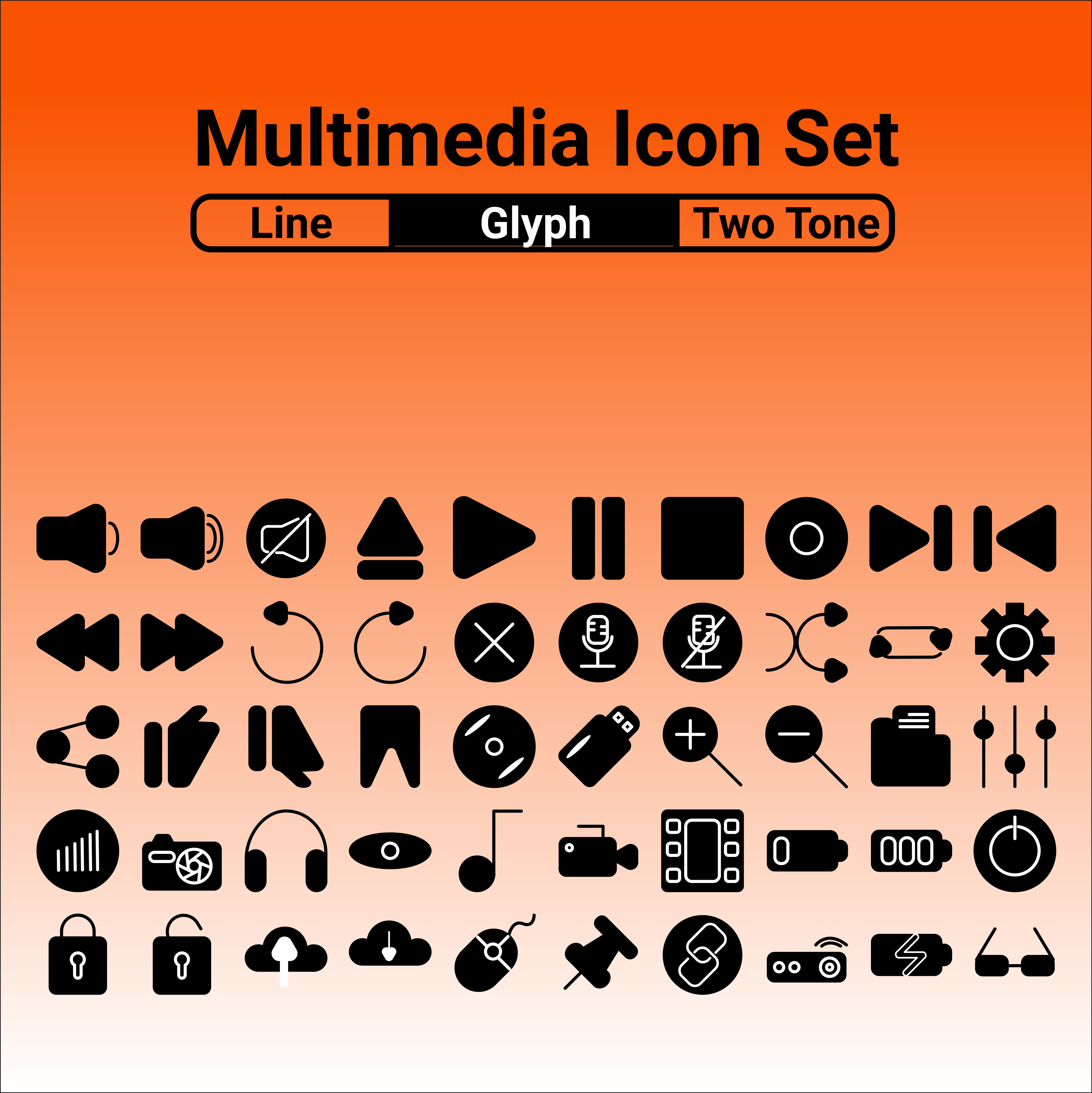 Multimedia Icon Set icon ui ux