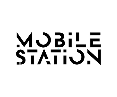 Mobile Station black black and white design logo logotype monochrome simple typogaphy white