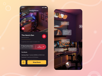 AR/VR Office/Game Room Concept App augmentedreality design game game room mobile mobile app ui uidesign ux uxdesign virtualreality vr