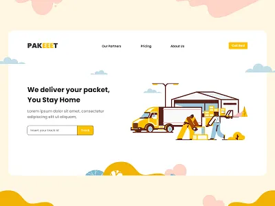 Pakeeet Shipping Track - Website Design banner design form design hero herosection illustration search bar searchbox shipping company tracking app ui uiux ux web website website concept website design websites