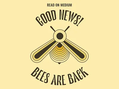 Good News! Bees are Back bee bee drawing bee illustration bees circular flyer geometric geometric art geometric design gradient illustration illustrator layout design layout minimal lockup poster simple typedesign typography yellow