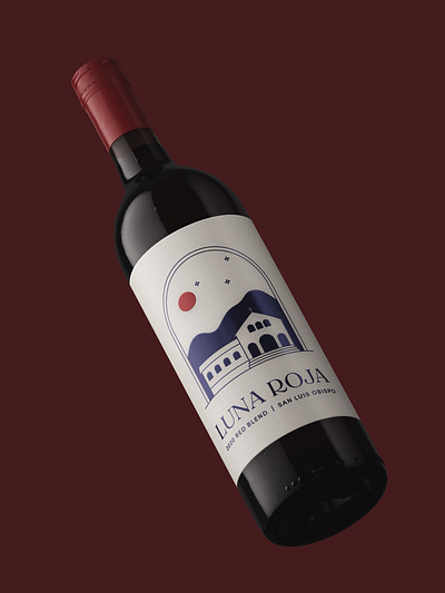 Luna Roja Wine Label branding california illustration illustrator label label design moon red wine wine label winery