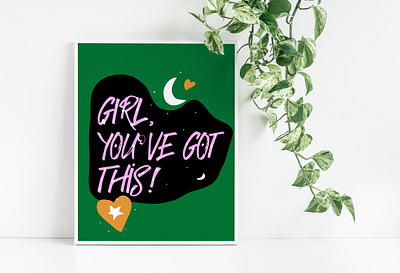 Girl, You've Got This abstract art branding design feminist icon illustration minimal quote art typography
