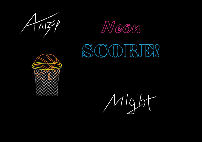 Neon score ball banner basket basketball branding game grafica illustration neon score vector