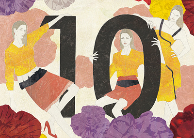 Shot #14223447 fashion fashion illustration flower illustration number woman