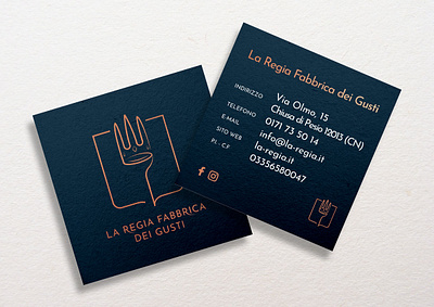 Biglietto da visita La Regia Fabbrica dei Gusti branding business card business card design crown elegant food graphicdesign logo modern restaurant royal vector