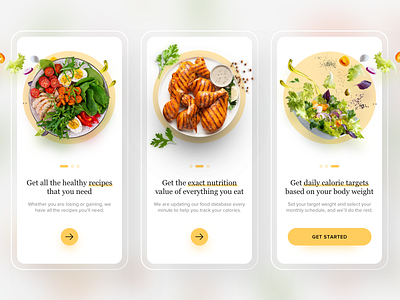 Food App Onboarding calorie calorie app colors food food and drink food app food app design food app onboarding food app ui mobile mobile app nutrition app onboarding onboarding screen onboarding ui product design recipe app typography ui design ux design