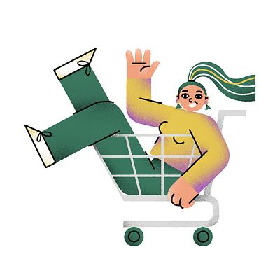 Go shopping! 2d character customer flat illustration girl illustration joyful lizasanchez shopping tradalaxy