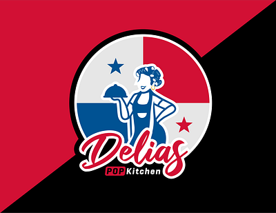 Delias POP Kitchen blue chef cooking drink food girl logo people red taste woman