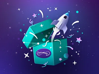 Space box adobe illustrator box branding cosmic exploration galaxy icon design illustration logo rocket rocketship shuttle space space logo spaceship spacex unboxing universe vector