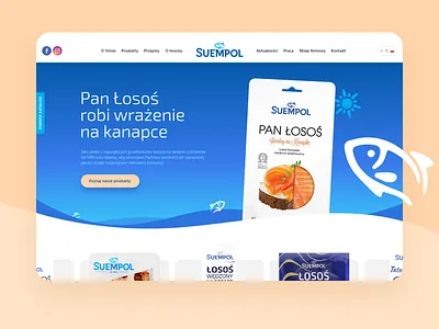 Suempol - Fish Producer Website animation blue fish food ideative micronimation salmon suempol ui ux waves webdesign webpage website wordpress
