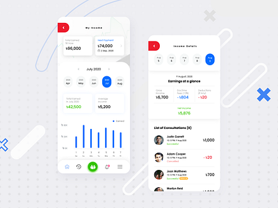 Earning / Income page UI app kit app ui design app ui kit app ui ux doctor app ui doctor find app doctor video calling app earning page earning page ui earnings flat ui income ui interaction design interactive design medicine app medicine app ui minimalistic mobile earning ui telemedicine app ui kit design