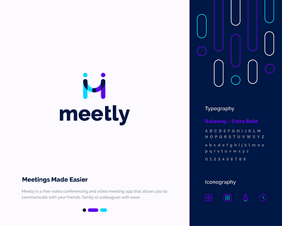 Meetly - Video Meeting App app calling app graphic design icon logo logo design minimal ui ux vector video video calling