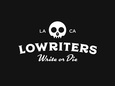 Lowriters logo design badge badge logo brand identity branding logo logo design logotype monochrome pen pen logo ride or die skull skull logo typography visual identity writers writing