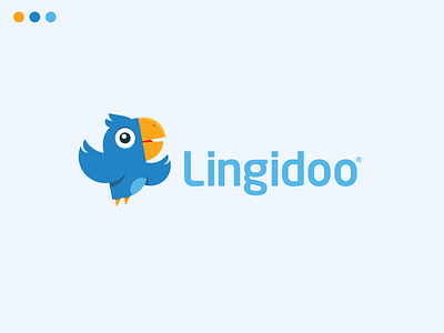 Lingidoo app bird bird logo blue character design characterdesign illustrator language app logo logo design logo mark logodesign logos mascot mascot design mascotlogo mobile app parrot parrot logo school app