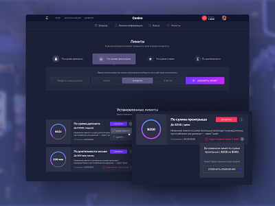 Casino interface casino chart clean dark gradien interface ui ux web