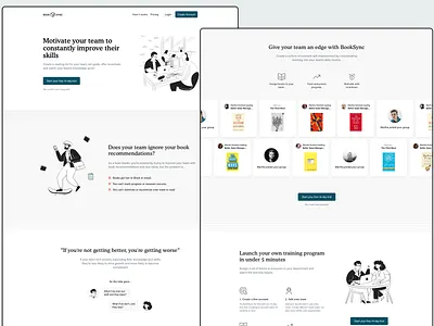 BookSync Website book book club clean illustration landing landing page product design website