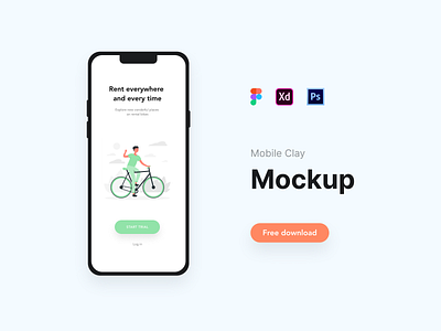 Free mobile clay mockup for Figma, AdobeXD and Photoshop adobe xd figma mockup freebie mockup mockup psd phone mockup presentation design