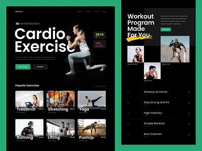 Workout Website bold clean design desktop exercise fitness grid gym homepage landing page mobile photography sport typography ui ux website whitespace workout yoga