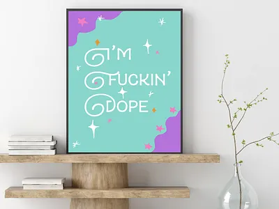 I`m fucking dope abstract art branding design feminist icon illustration minimal quote art typography