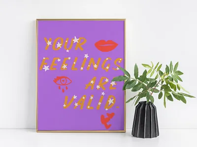 You're feelings are valid abstract art branding design feminist icon illustration minimal quote art typography