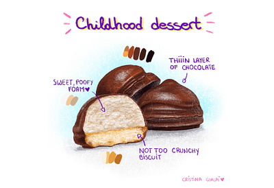 Childhood dessert biscuit chocolate dessert drawing food illustration hand drawn illustration sweets