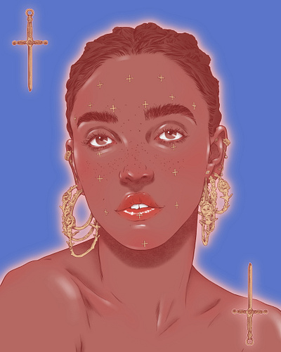 FKA Twigs digital folioart illustration jewellery portrait realist sarah maxwell woman