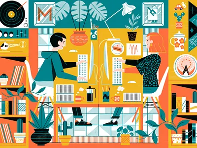 Studio character digital editorial folioart illustration interior michael driver portrait studio