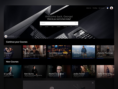 Learning Lab Main Page art direction courses education learning netflix online ui ui ux ui design uiux web design