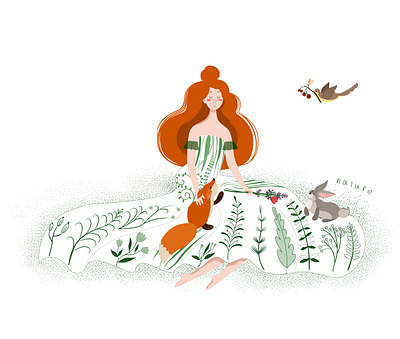 Girl in nature 🌿 decorative design illustration nature vector