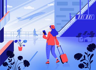 airport design flat illustration vector