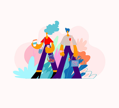Walking cartoon character character design concept doodle drawn flat illustration people people illustration vector