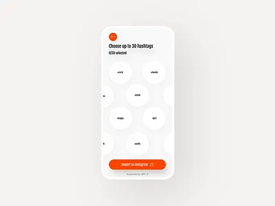 GPT-3 Captions & Hashtags Generator animated animation animation 2d app bubble bubbly daily ui design hashtag instagram interaction interaction design interface minimal mobile ui uidesign uiux