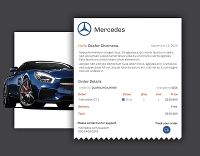 DailyUI 017 Email Receipt for Mercedes 017 app car daily 100 challenge dailyui dailyuichallenge design email logo receipt responsive ui webdesign