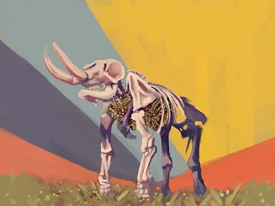 Mastodonts flower fossil illustration mammoth nature
