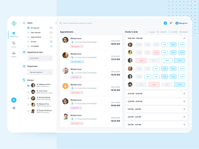 Clinic App appointments clean clinic app clinic dashboard dashboard design doctor app doctor appointment enterprise app enterprise ux erp hospital app icons minimal saas schedule scheduler simple ui ux