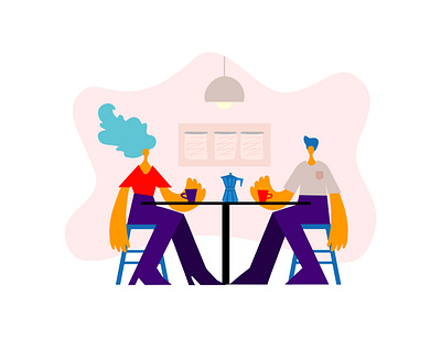 Coffee date cartoon character concept design doodle drawn flat human illustration people vector