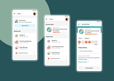 SMART Goals achievements challenges data design goals health health goal mobile progress setup tracking ui ux weekly goal