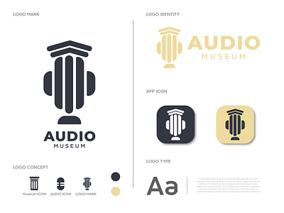 Audio MUSEUM LOGO app app icon logo audio logo brand identity branding branding design flat icon lettermark logo logo design logomark logotype minimal museum museum logo pillar logo typography ui ux