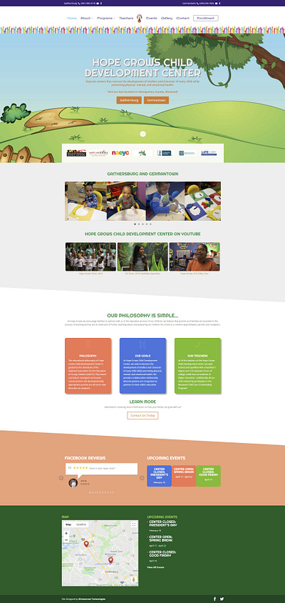 Hope Grows Child Development Center website design wordpress