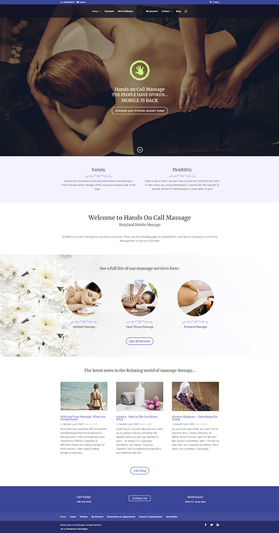 Hands on Call Massage website design wordpress