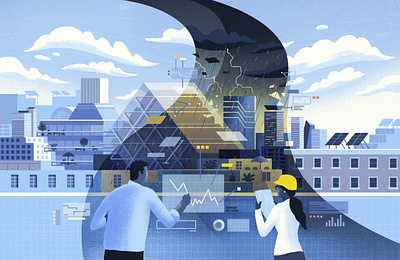 Architect Magazine / Weather Whiplash architecture city cityscape climate change data editorial editorial illustration illustration science sustainability technology