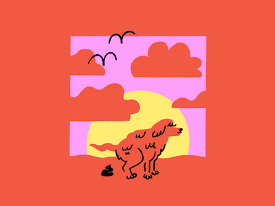 Shitting dog at sunrise🌞🐕💩 birds design dog doodle funny illo illustration lol pooping shit shitting sketch sunrise sunset