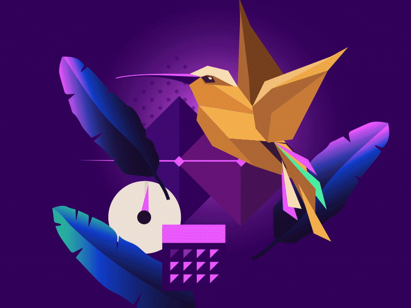 Bird Lottie animation ae after effects animation bird finsweet illustration leafs loop lottie rocketrin triangle triangular ui vector