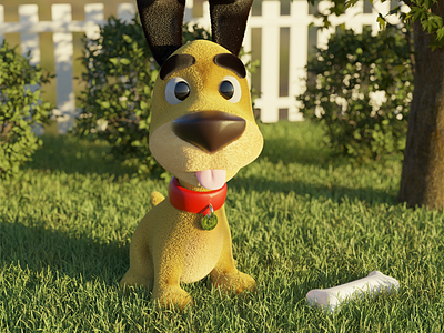 Puppy in the backyard 3d 3d art 3d artist blender3d cartoon childrens editorial illustration zbrush pixlogic